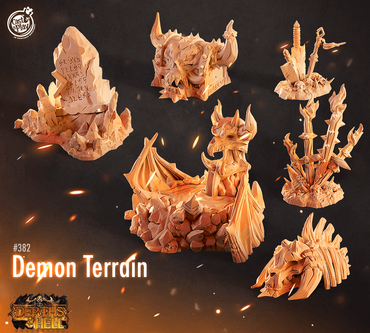 3D Printed Cast n Play Depths of Hell - Demon Terrain Set 28mm 32mm D&D (Online Only)