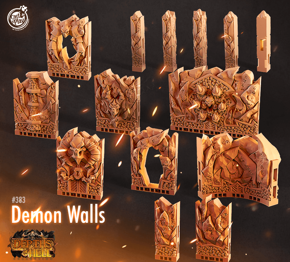 3D Printed Cast n Play Depths of Hell Demon Walls 28mm 32mm D&D (Online Only)