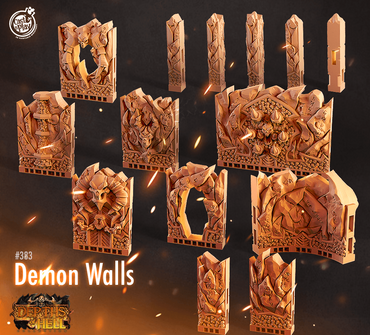3D Printed Cast n Play Depths of Hell Demon Walls 28mm 32mm D&D (Online Only)