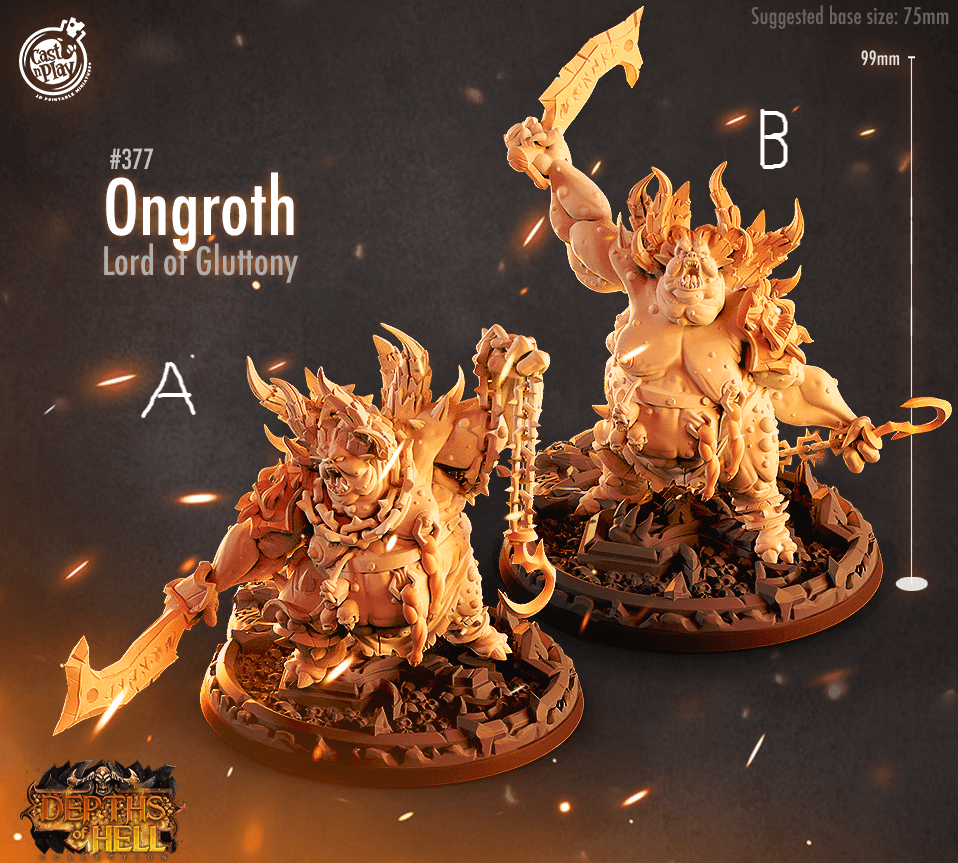3D Printed Cast n Play Depths of Hell - Ongroth, Lord of Gluttony 28mm 32mm D&D (Online Only)