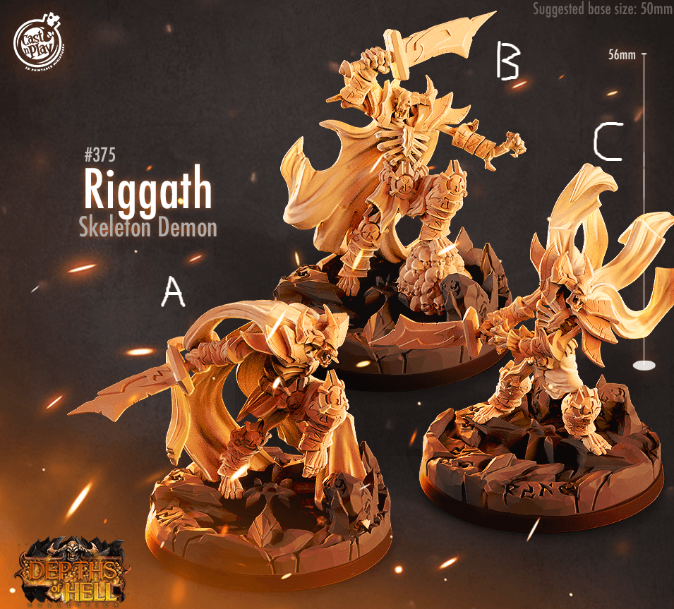 3D Printed Cast n Play Depths of Hell - Riggath Skeletal Demon 28mm 32mm D&D (Online Only)