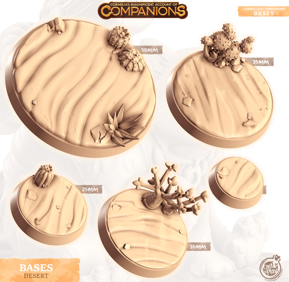 3D Printed Cast n Play Desert Bases Companion's Bases - Master Pack Companions 28mm 32mm D&D (Online Only)