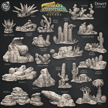 3D Printed Cast n Play Desert Core Set Desert Terrain Set Terrain Essentials Nature 28mm 32mm D&D (Online Only)