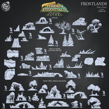 3D Printed Cast n Play Difficult Terrain, Platforms and Path Frostlands Terrain Set Terrain Essentials Nature 28mm 32mm D&D (Online Only)