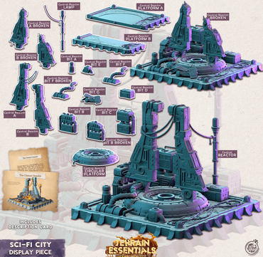 3D Printed Cast n Play Display Central Reactor Sci-Fi City Set Terrain Essentials Vol III Exteriors 28mm 32mm D&D (Online Only)