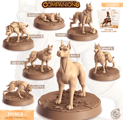 3D Printed Cast n Play Dober - Dobermann Companions 28mm 32mm D&D (Online Only)
