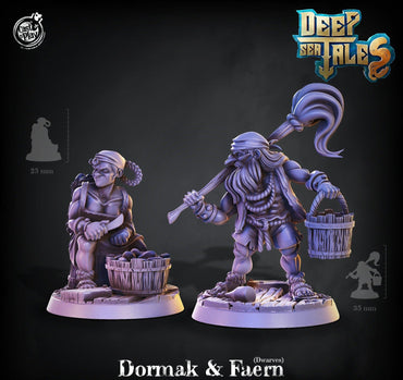 3D Printed Cast n Play Dormak and Faern Dwarves Deep Sea Tales 28mm 32mm D&D (Online Only)