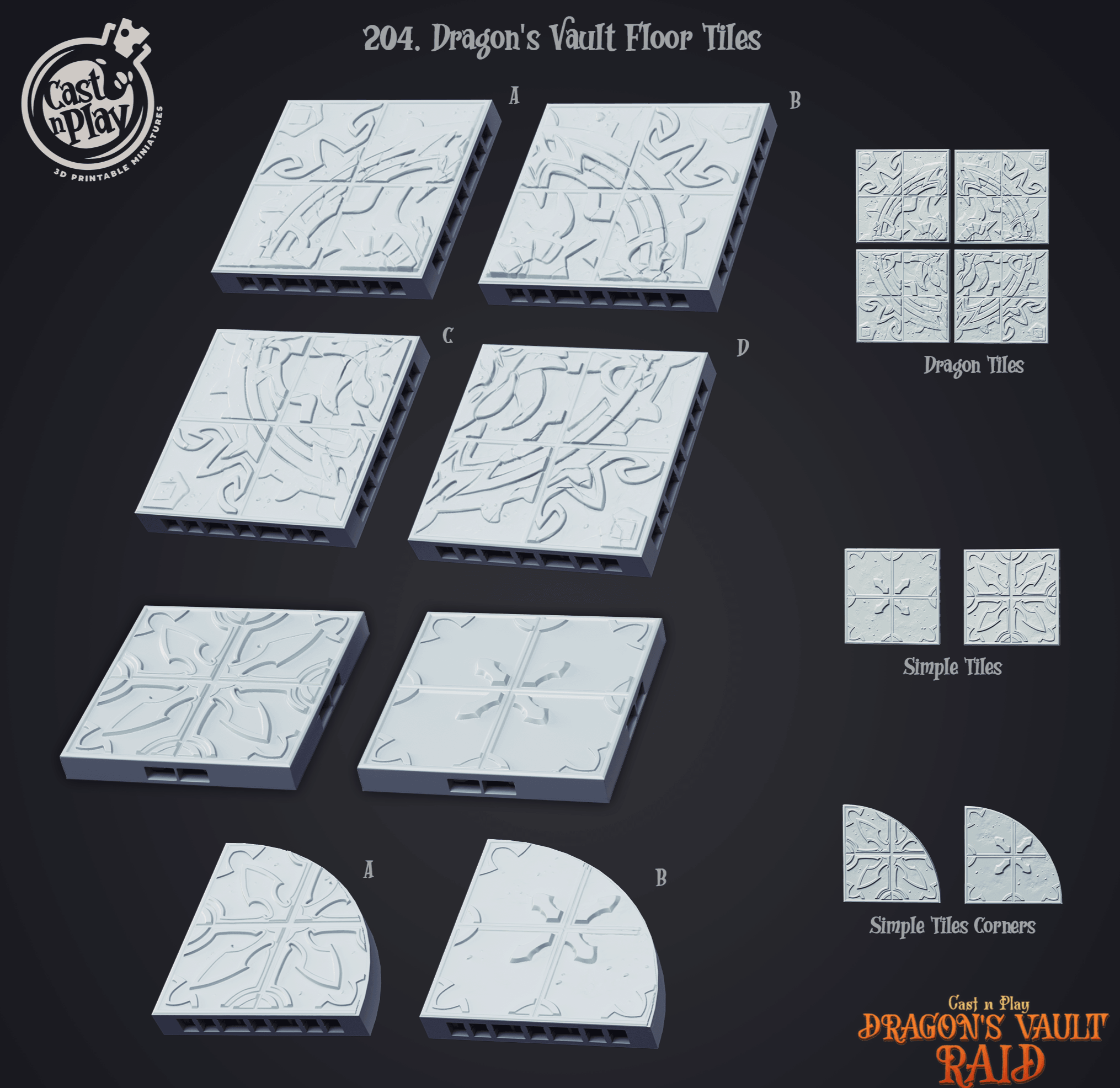 3D Printed Cast n Play Dragon's Vault Floor Tiles Dragon's Hoard 28mm 32mm D&D (Online Only)