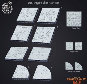 3D Printed Cast n Play Dragon's Vault Floor Tiles Dragon's Hoard 28mm 32mm D&D (Online Only)