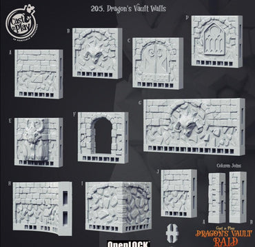 3D Printed Cast n Play Dragon's Vault Walls Dragon's Hoard 28mm 32mm D&D (Online Only)