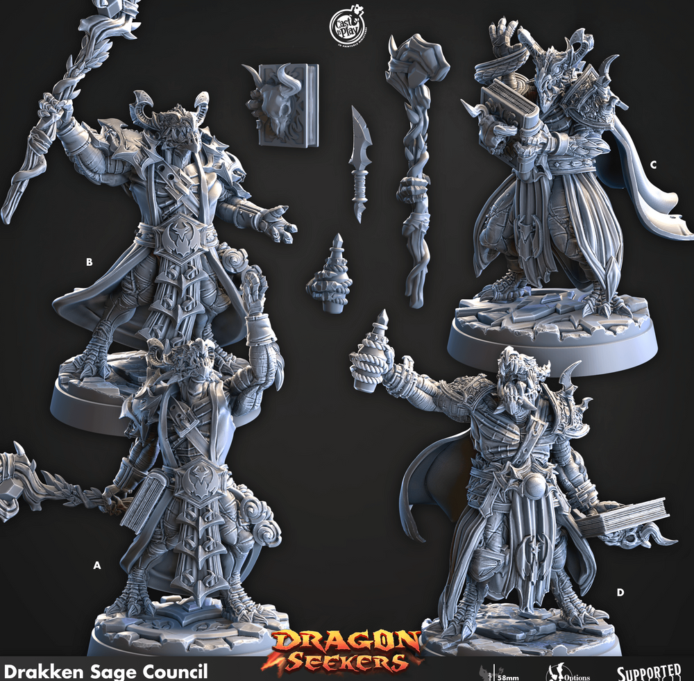 3D Printed Cast n Play Drakken Sage Council Dragon Seekers 28 32mm D&D (Online Only)
