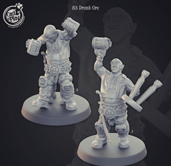 3D Printed Cast n Play Drunk Orc Townsfolk 28mm 32mm D&D (Online Only)