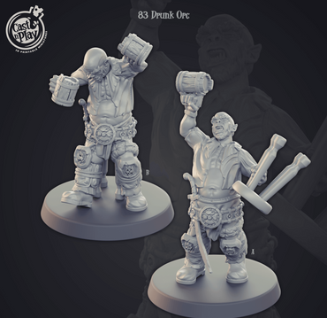 3D Printed Cast n Play Drunk Orc Townsfolk 28mm 32mm D&D (Online Only)