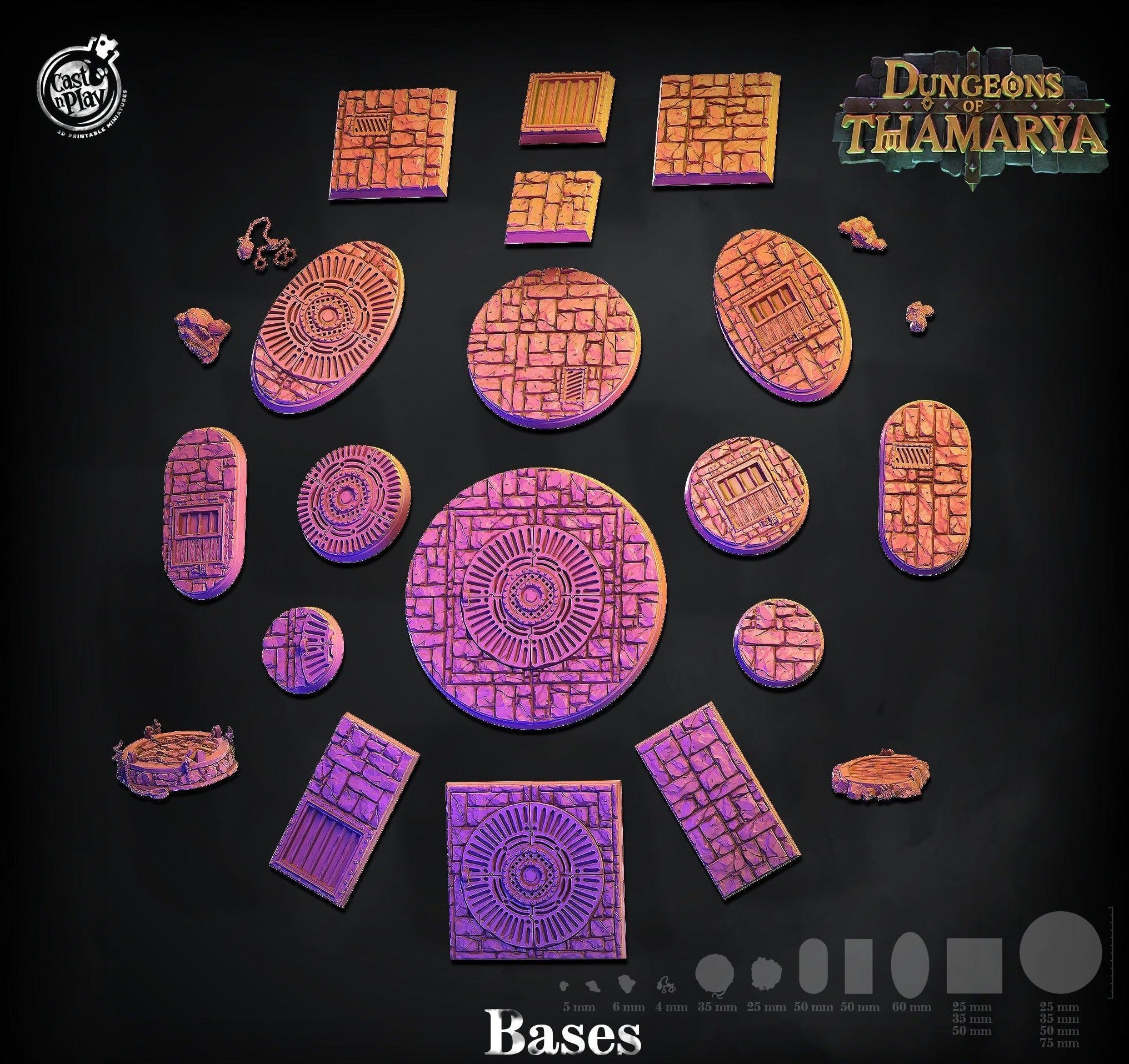 3D Printed Cast n Play Dungeon Bases Set Dungeons of Thamarya 28mm 32mm D&D (Online Only)