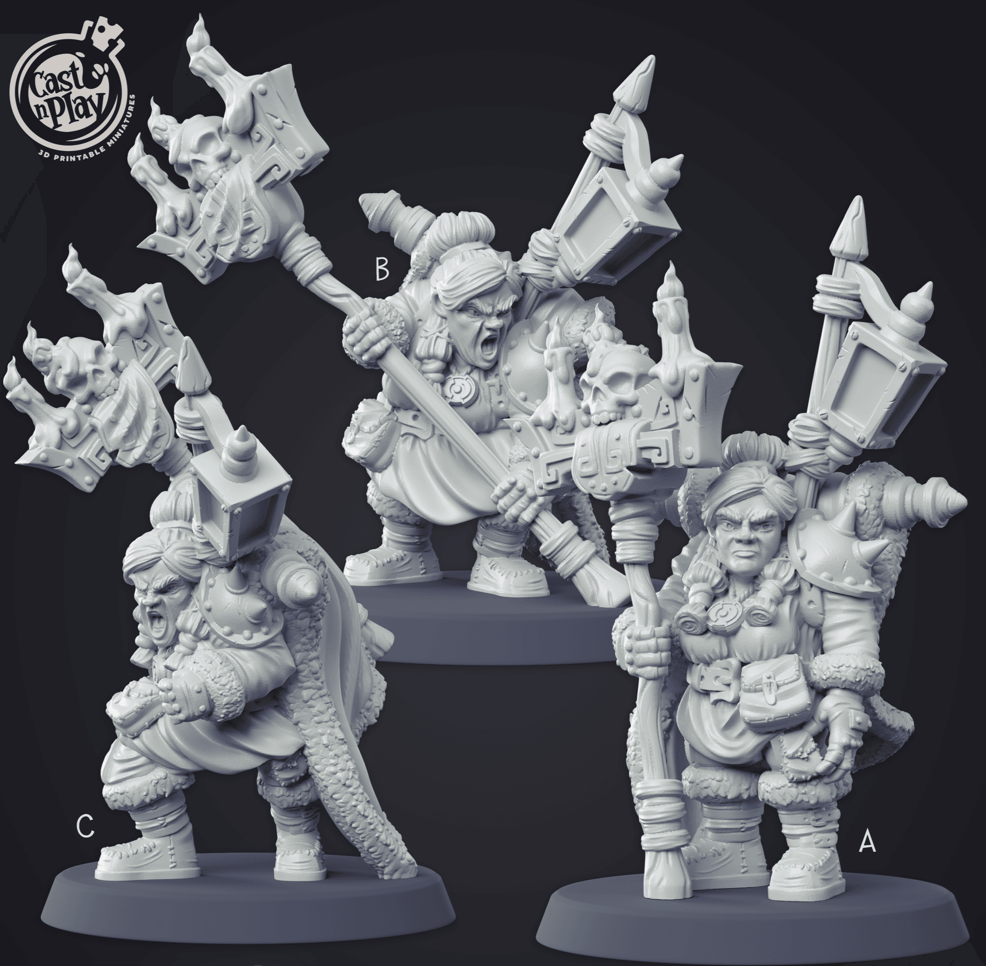 3D Printed Cast n Play - Dwarf Warlock Set 28mm 32mm D&D (Online Only)
