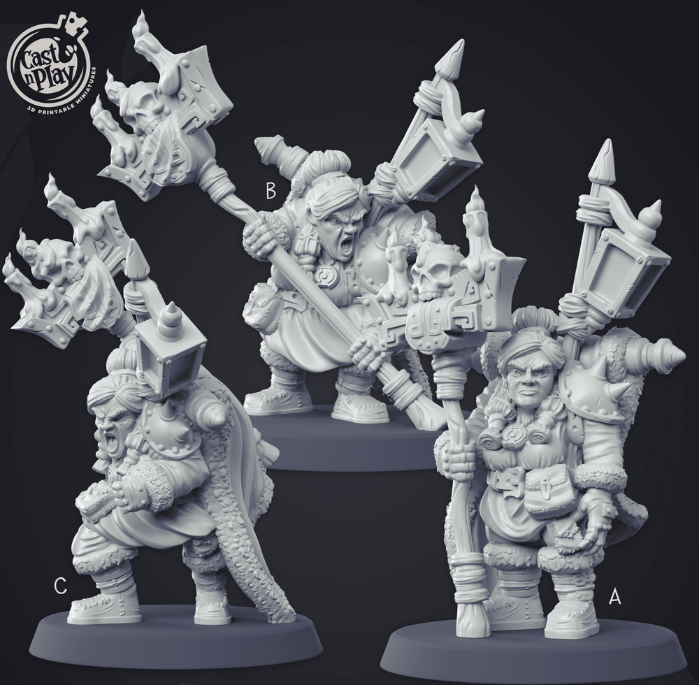 3D Printed Cast n Play - Dwarf Warlock Set 28mm 32mm D&D (Online Only)