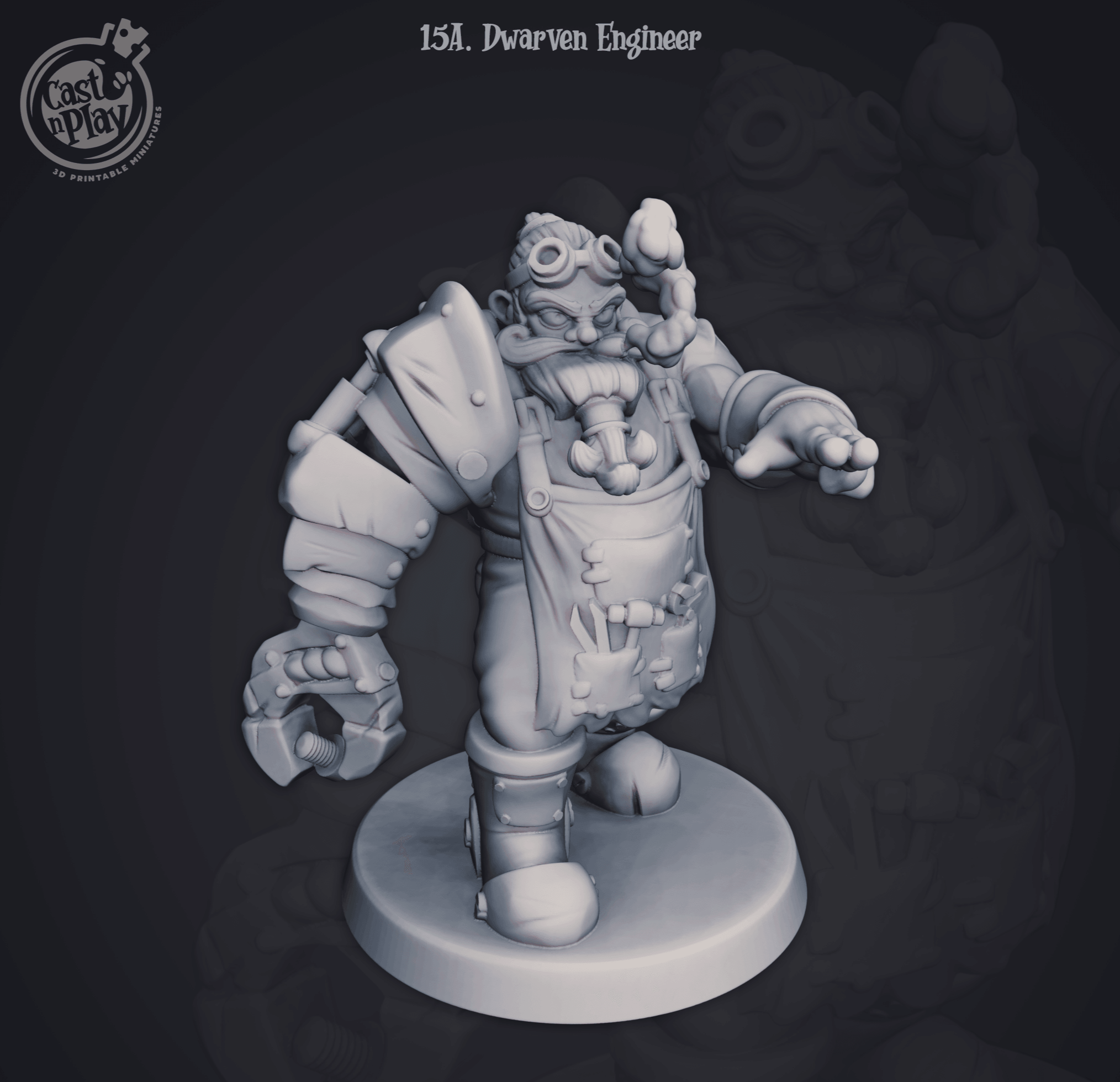 3D Printed Cast n Play Dwarven Engineer 28mm 32mm D&D (Online Only)