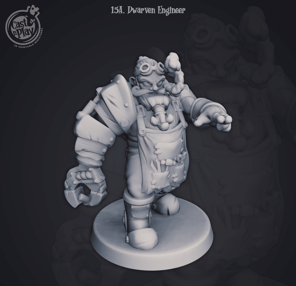 3D Printed Cast n Play Dwarven Engineer 28mm 32mm D&D (Online Only)