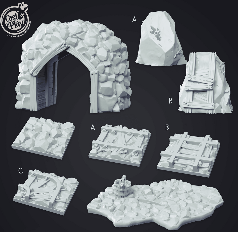 3D Printed Cast n Play - Dwarven Mine 28mm 32mm D&D (Online Only)