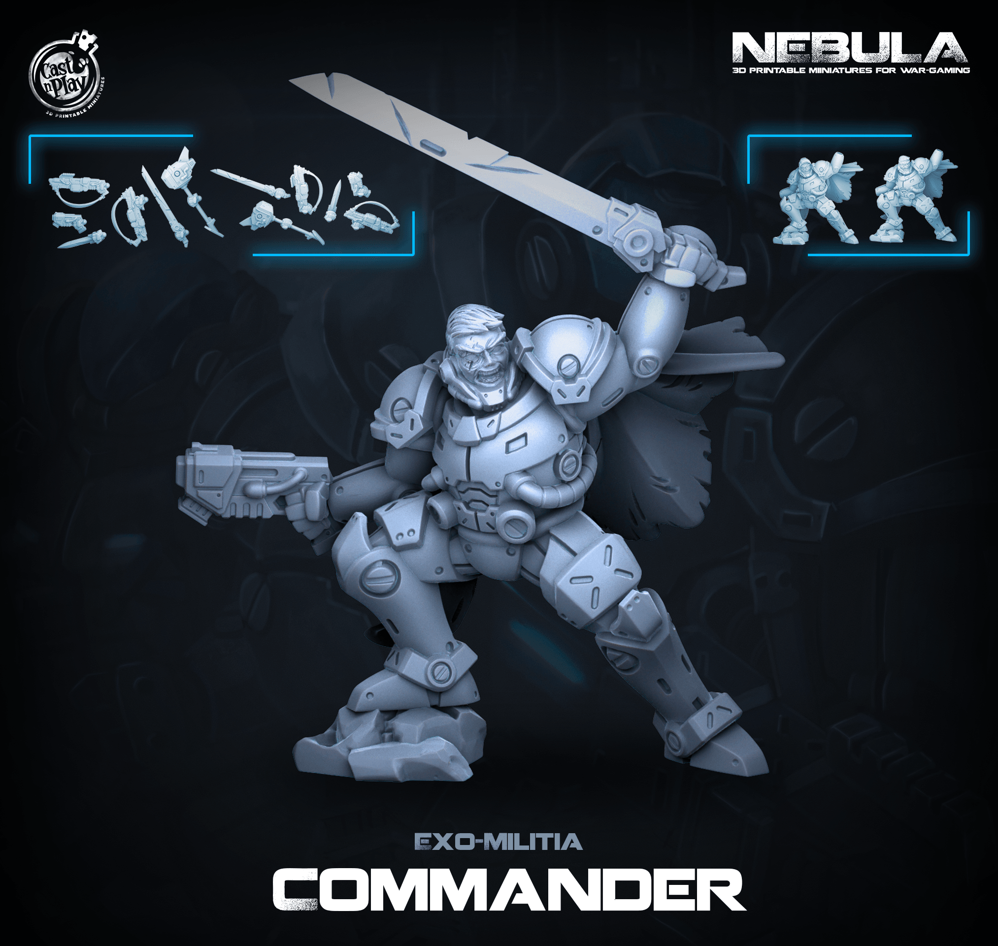 3D Printed Cast n Play Exo Commander Nebula Origins 28mm 32mm D&D (Online Only)