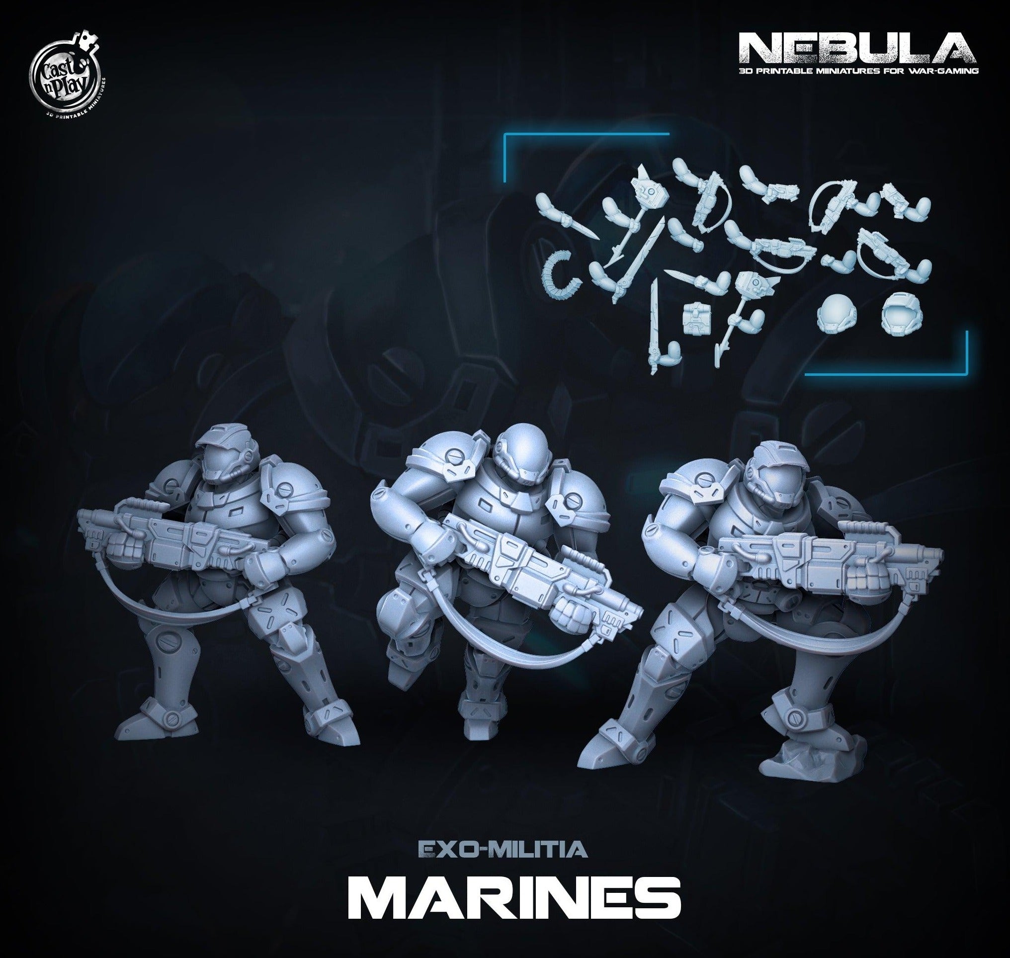 3D Printed Cast n Play Exo Marines Nebula Origins 28mm 32mm D&D (Online Only)