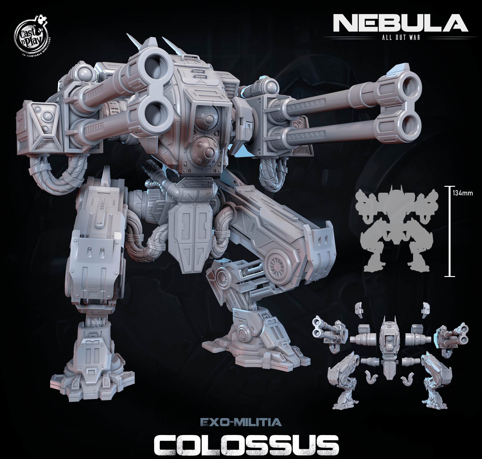 3D Printed Cast n Play Exo Militia Colossus (Titan) Nebula All Out War 28mm 32mm D&D (Online Only)