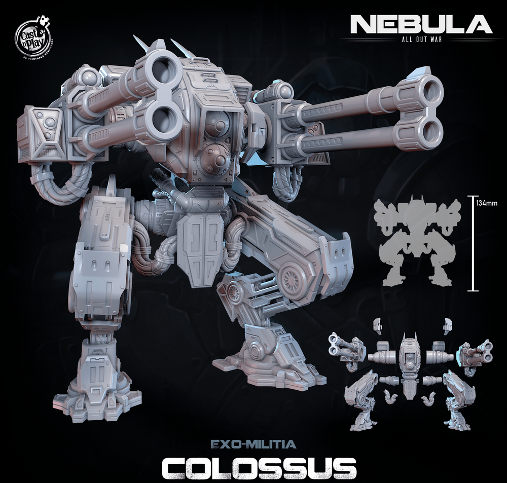 3D Printed Cast n Play Exo Militia Colossus (Titan) Nebula All Out War 28mm 32mm D&D (Online Only)