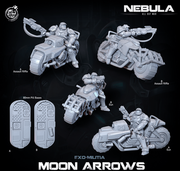 3D Printed Cast n Play Exo Militia Moon Arrows (Bikers) Nebula All Out War 28mm 32mm D&D (Online Only)