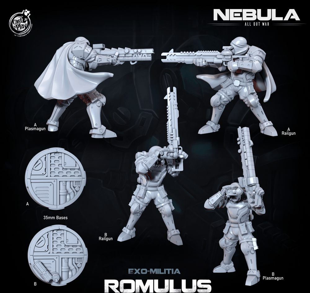 3D Printed Cast n Play Exo Militia Romulus (Snipers) Nebula All Out War 28mm 32mm D&D (Online Only)