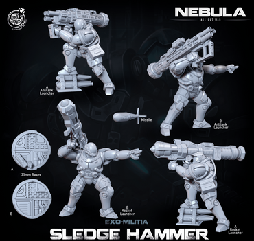 3D Printed Cast n Play Exo Militia Sledgehammer (Anti Vehicle Troops) Nebula All Out War 28mm 32mm D&D (Online Only)