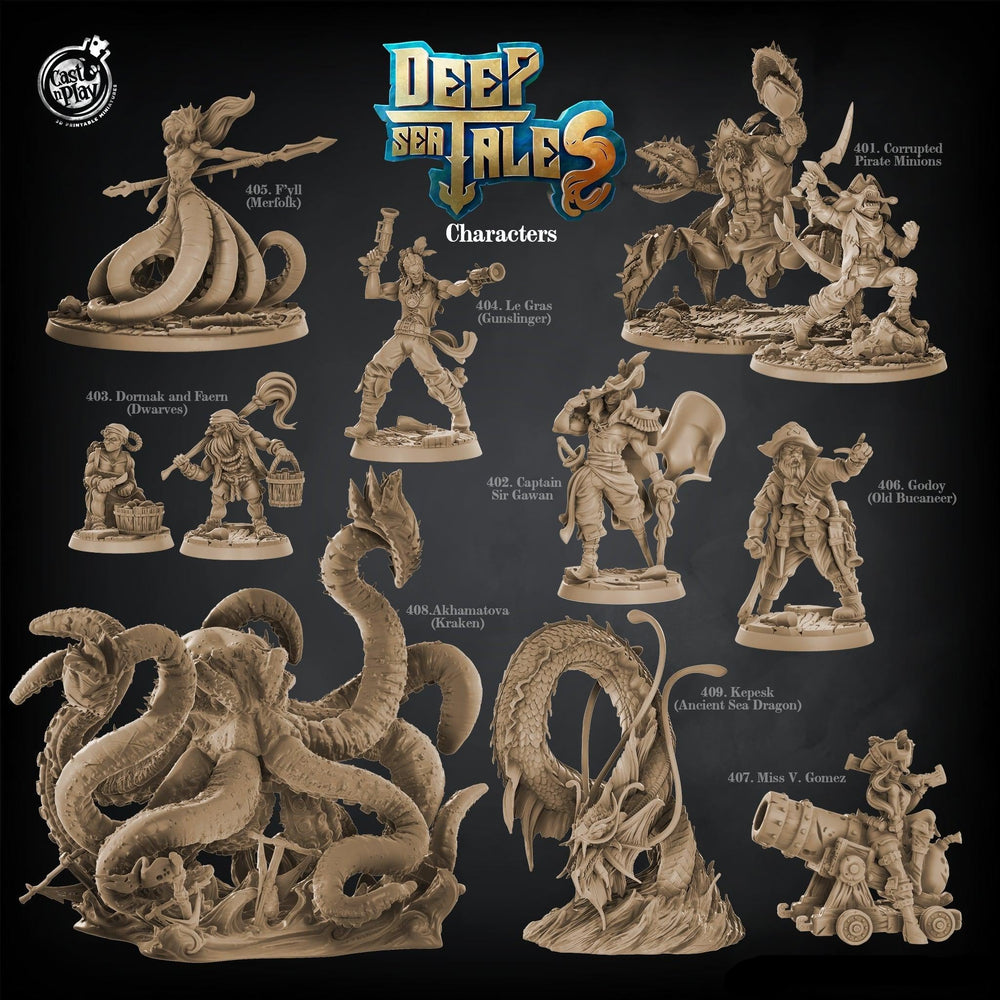 3D Printed Cast n Play F'yll (Merefolk) Deep Sea Tales 28mm 32mm D&D (Online Only)