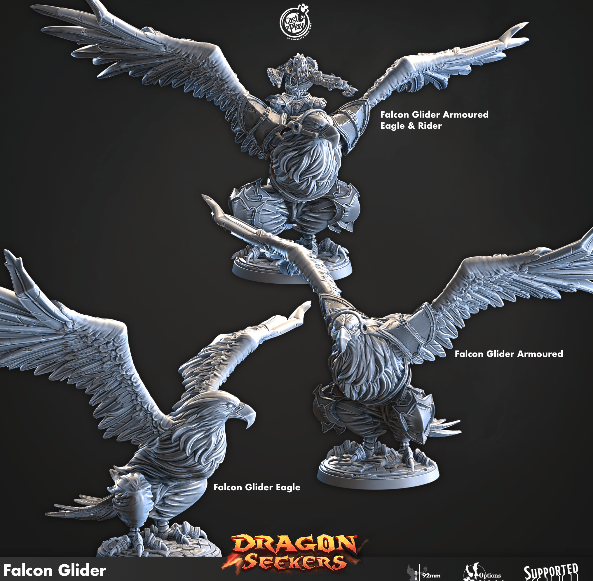3D Printed Cast n Play Falcon Glider Dragon Seekers 28mm 32mm D&D (Online Only)