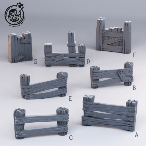 3D Printed Cast n Play Farmyard Fences Townsfolk 28mm 32mm D&D (Online Only)