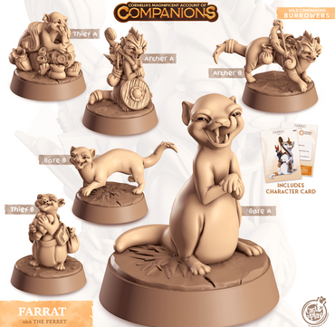 3D Printed Cast n Play Farrat - Ferret Companions 28mm 32mm D&D (Online Only)