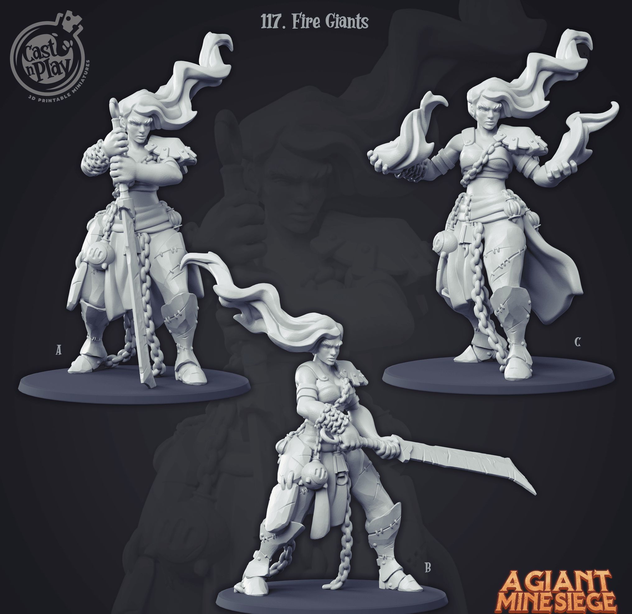 3D Printed Cast n Play Fire Giants 28mm 32mm D&D (Online Only)