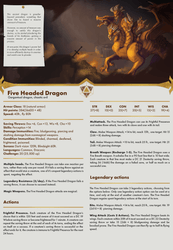 3D Printed Cast n Play Five Headed Dragon Kingdom Of Thamarya 28mm 32mm D&D (Online Only)