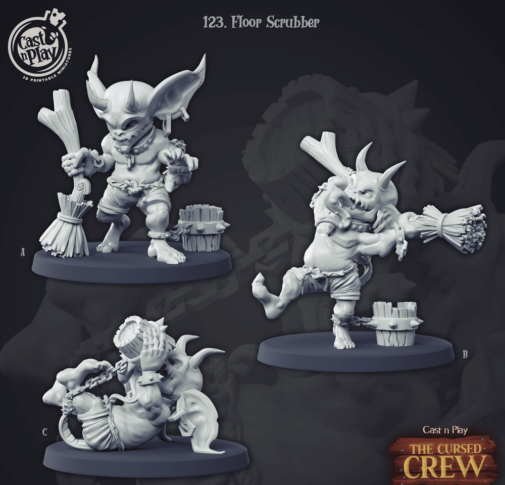 3D Printed Cast n Play Floor Scrubber Imps The Cursed Crew 28mm 32mm D&D (Online Only)