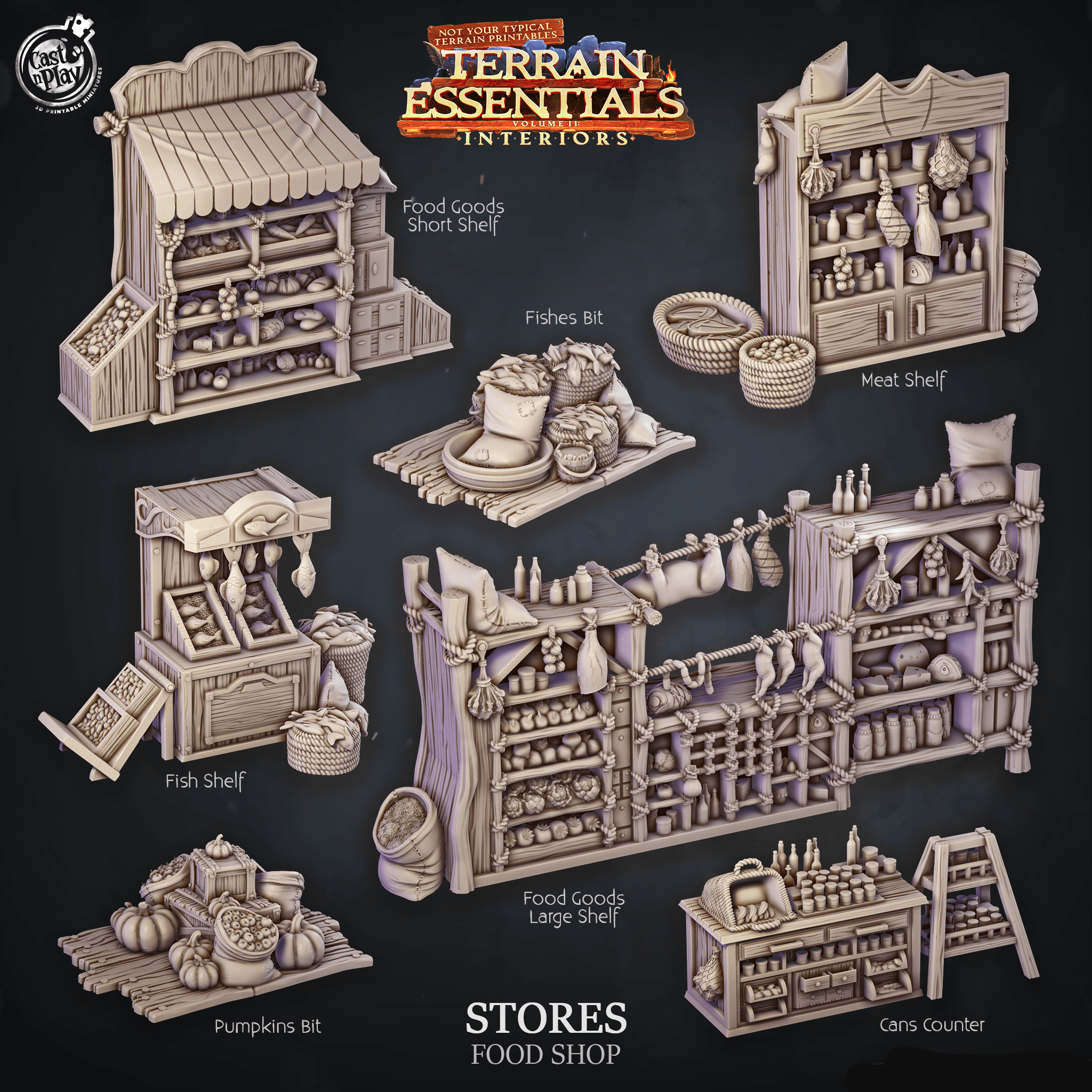 3D Printed Cast n Play Food Shop Terrain Essentials 28mm 32mm D&D (Online Only)