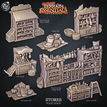 3D Printed Cast n Play Food Shop Terrain Essentials 28mm 32mm D&D (Online Only)