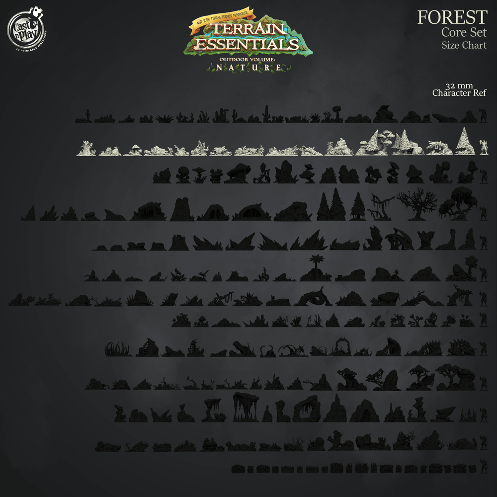 3D Printed Cast n Play Forest Core Set Forest Terrain Set Terrain Essentials Nature 28mm 32mm D&D (Online Only)