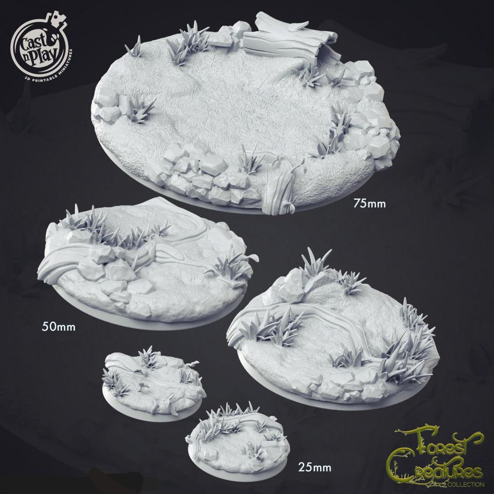 3D Printed Cast n Play Forest Creature Bases 28mm 32mm D&D (Online Only)