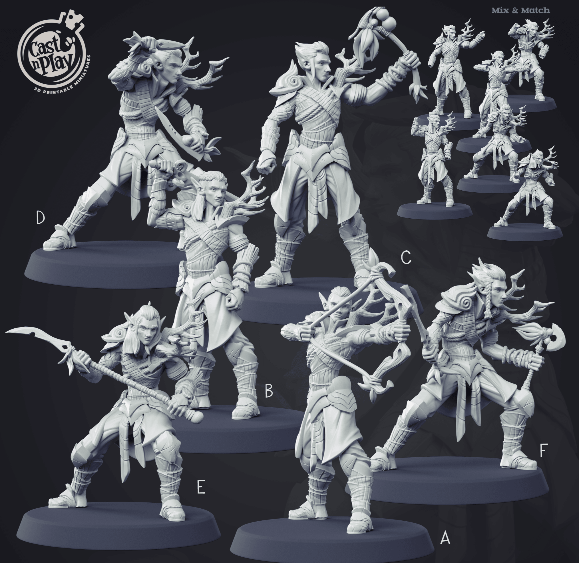 3D Printed Cast n Play Forest Elves Set 28mm 32mm D&D (Online Only)