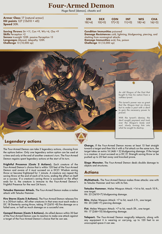 3D Printed Cast n Play Four Armed Demon Kingdom Of Thamarya 28mm 32mm D&D (Online Only)