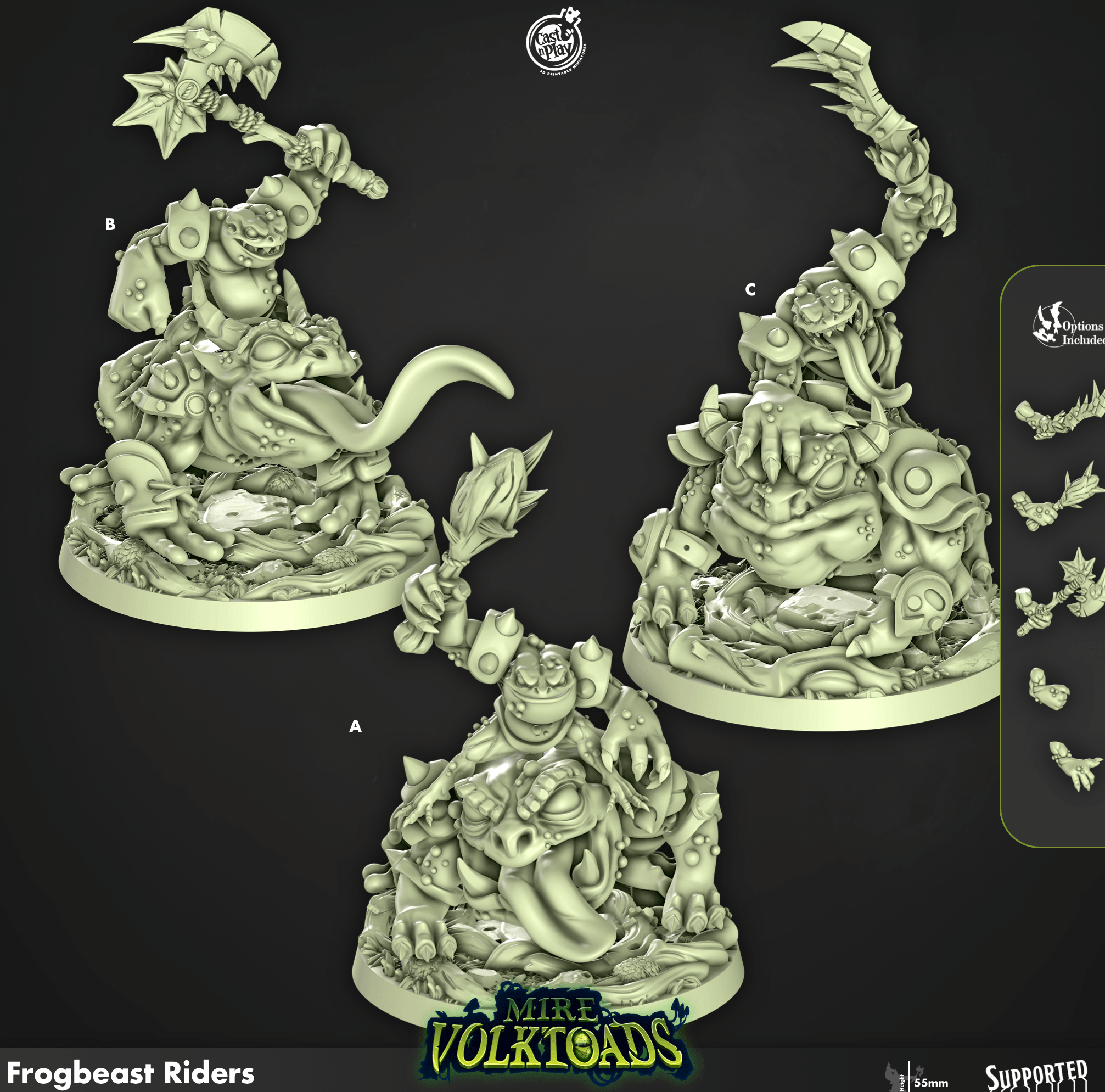 3D Printed Cast n Play Frogbeast Riders Mire Volktoads Set 28mm 32mm D&D (Online Only)