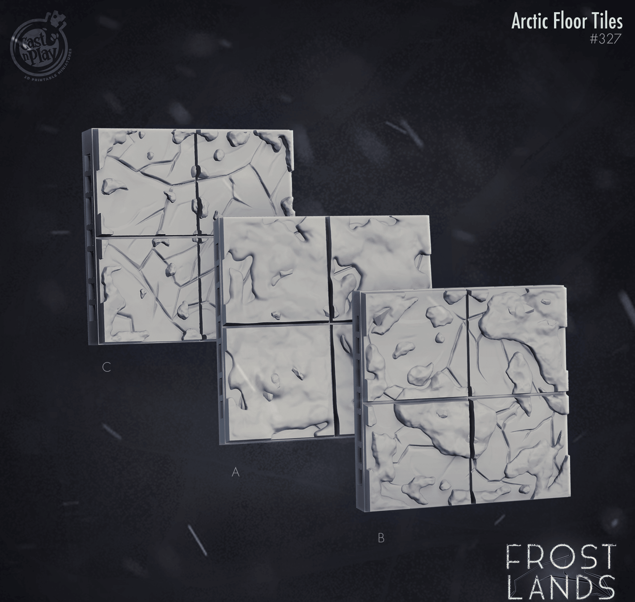 3D Printed Cast n Play Frostlands - Arctic Floor Tiles 28mm 32mm D&D (Online Only)