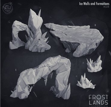 3D Printed Cast n Play Frostlands - Arctic Ice Wall Scatter Terrain 28mm 32mm D&D (Online Only)