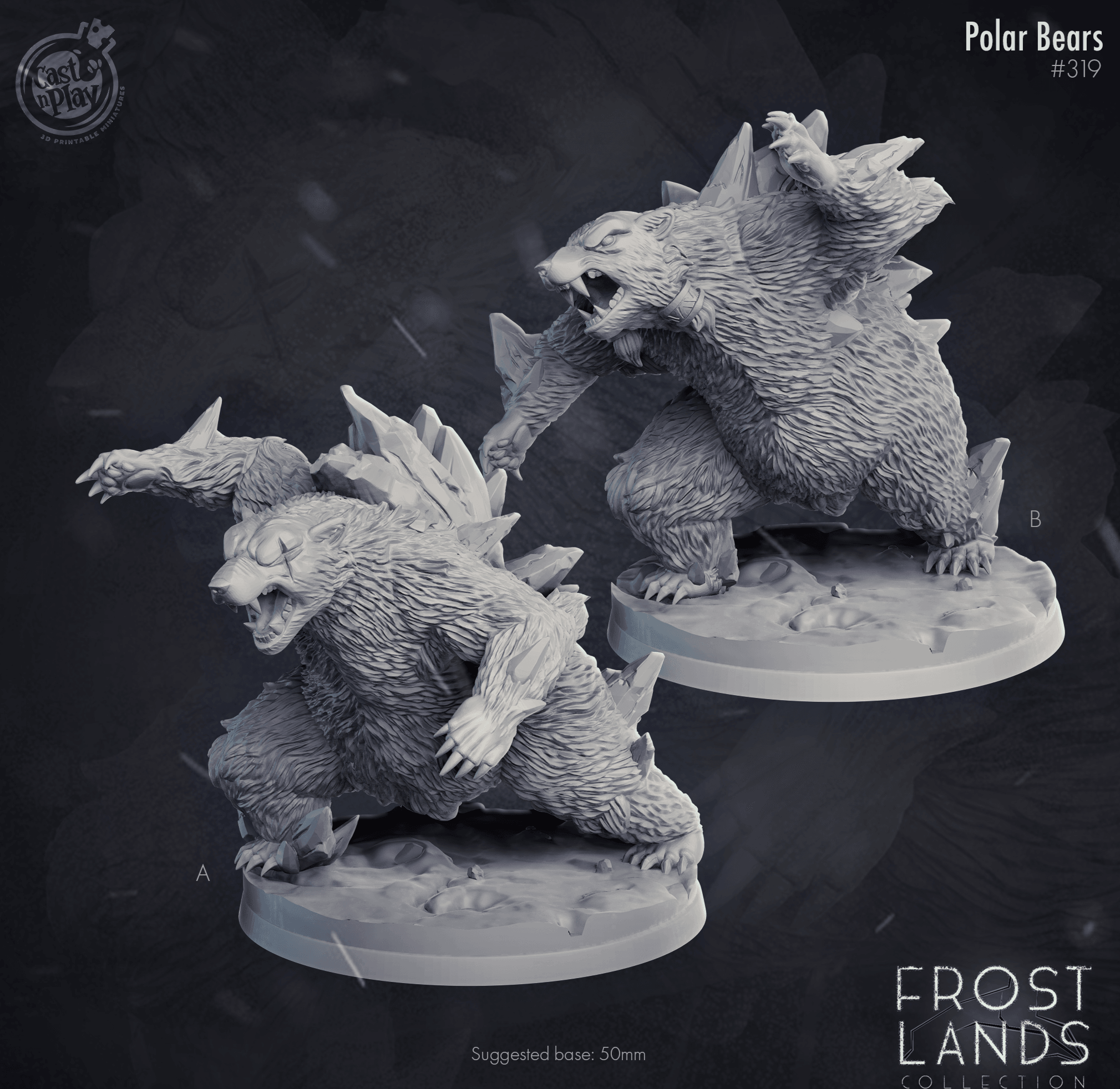 3D Printed Cast n Play Frostlands - Polar Bear 28mm 32mm D&D (Online Only)