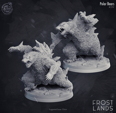 3D Printed Cast n Play Frostlands - Polar Bear 28mm 32mm D&D (Online Only)