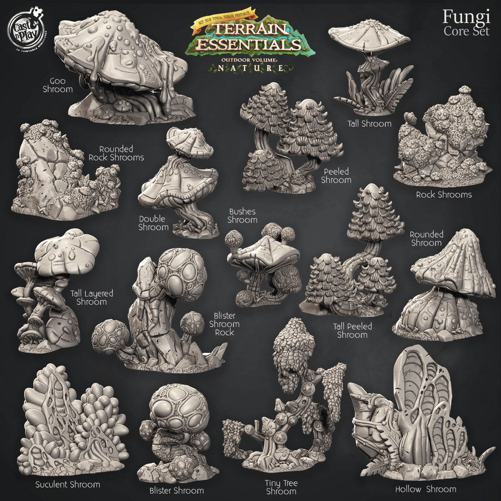 3D Printed Cast n Play Fungi Core Set Fungi Terrain Set Terrain Essentials Nature 28mm 32mm D&D (Online Only)