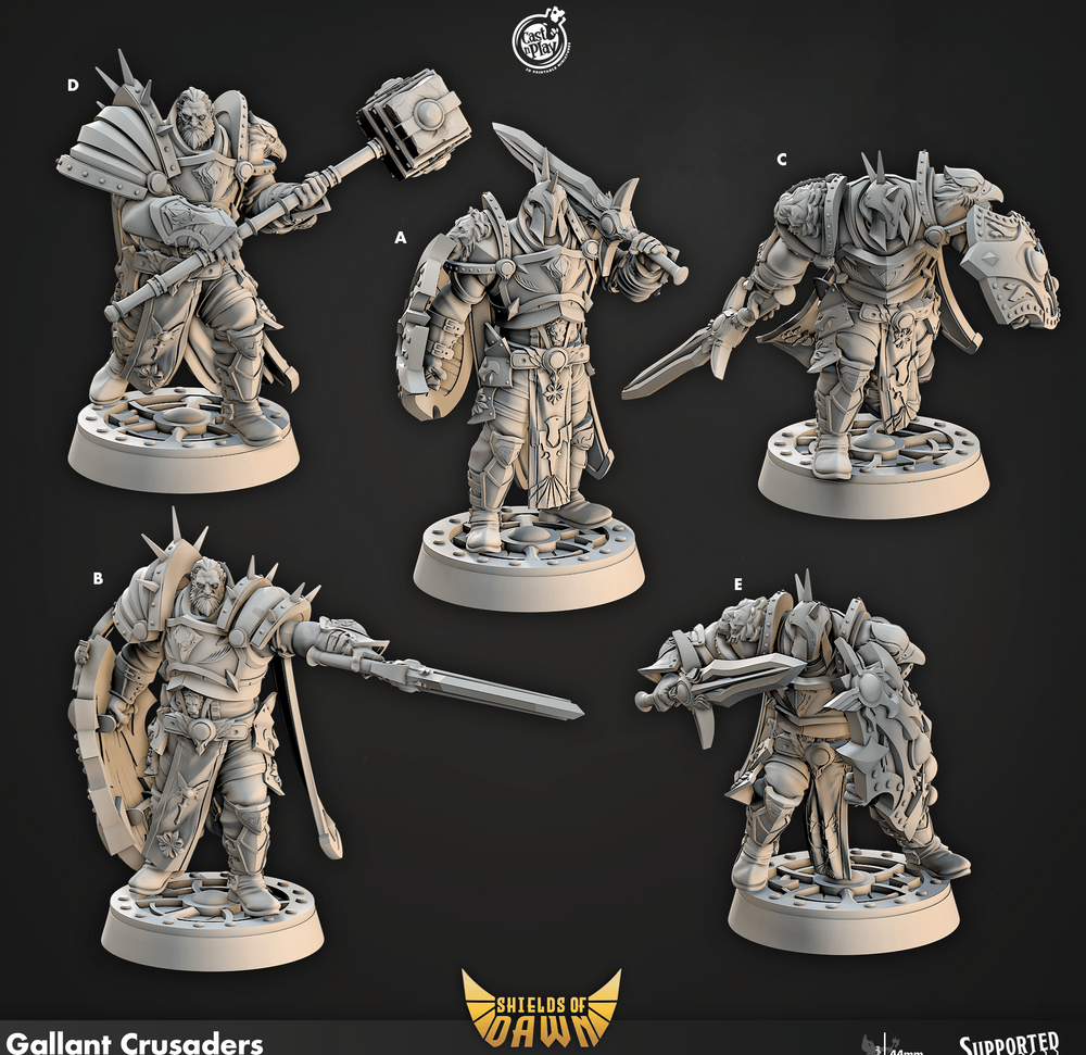 3D Printed Cast n Play Gallant Crusaders Shields of Dawn 28mm 32mm D&D (Online Only)